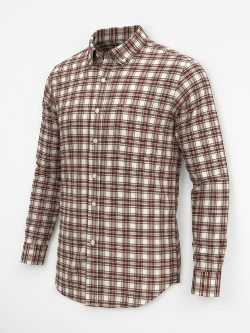 St. John's Bay Brown, Rust, and Cream Plaid Button-Down Shirt